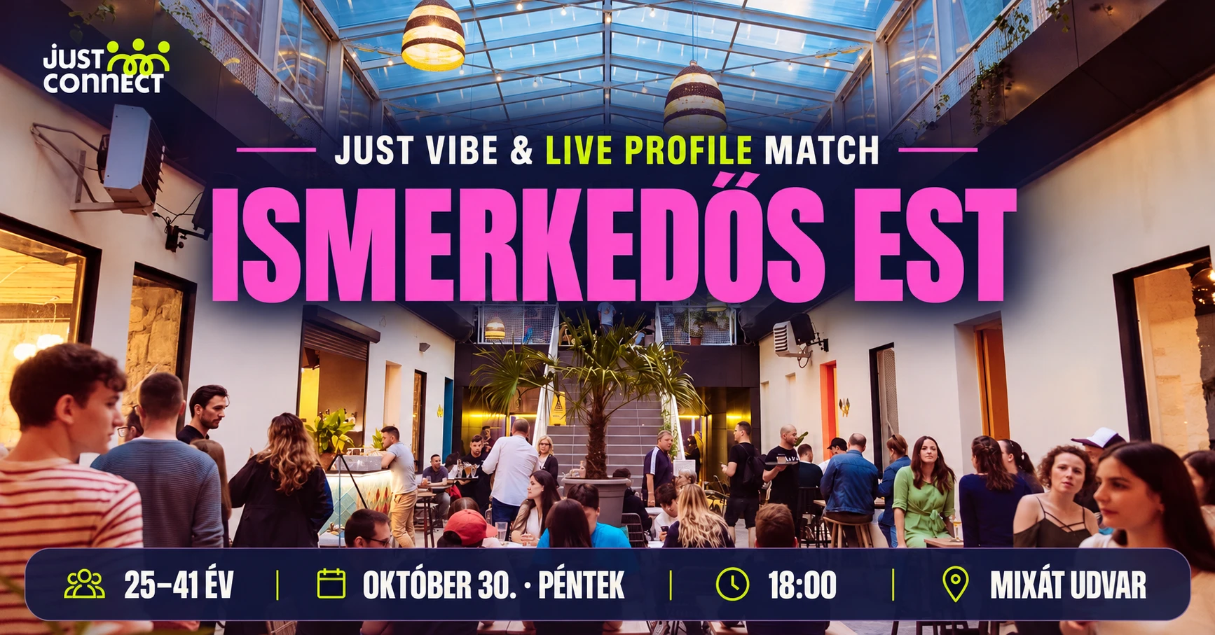 Just Vibe & Live Profile Match Ismerkedős est | 25–41 év